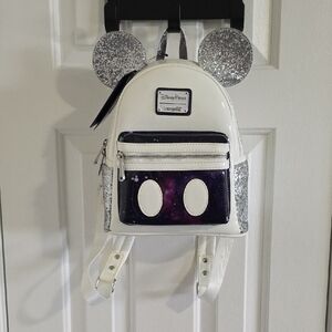 Disney Silver and White Mickey Mouse Backpack